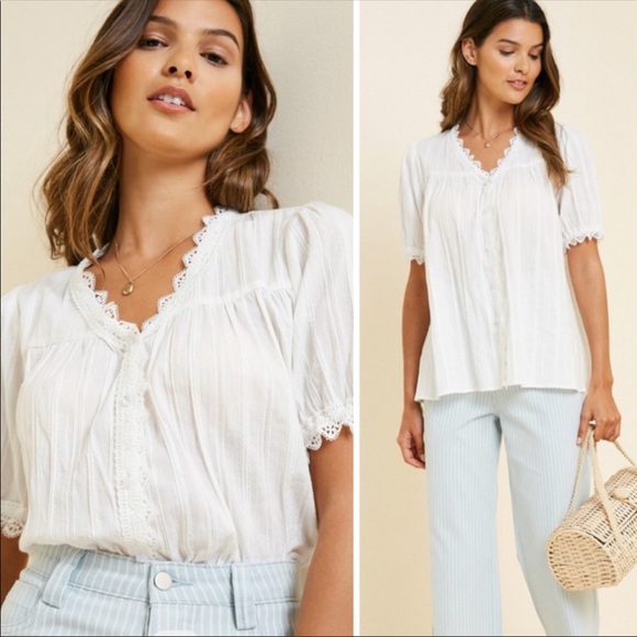 💃🏻Boho lace Button Down Top - Picture 2 of 12